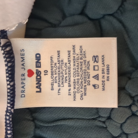 Draper James x Lands' End Draped One Piece Swimsuit Blue Gingham Size 10 New NWT - Picture 13 of 13